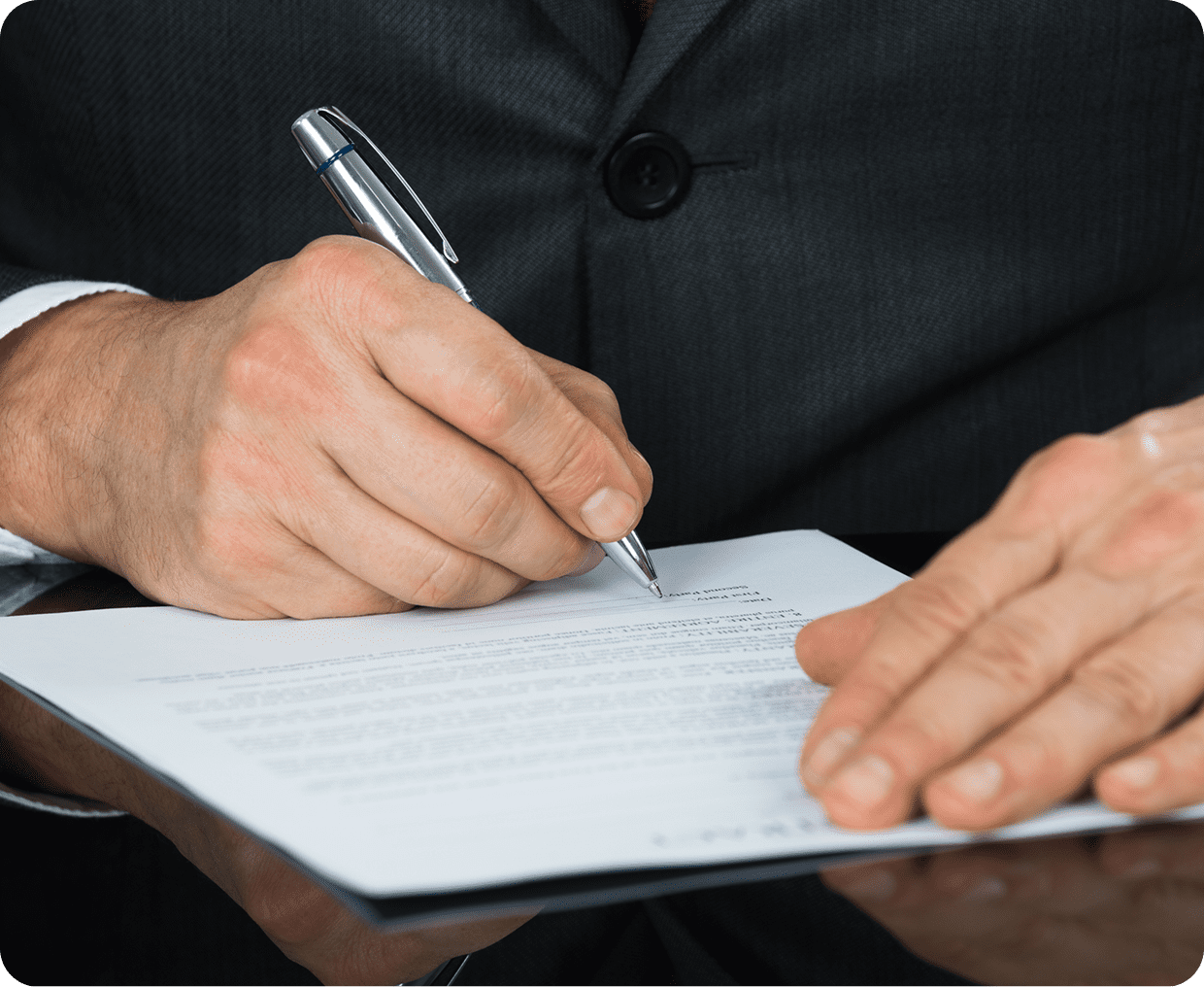 Signing a document with a pen